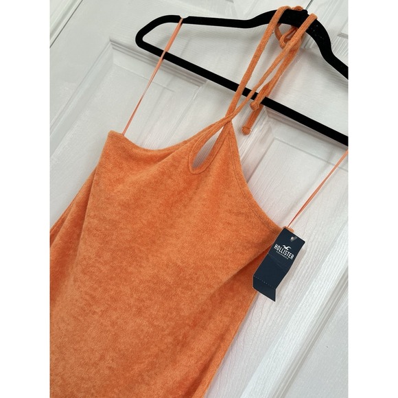 Hollister Orange Terry Halter Mini Dress Y2K Beach Resort Summer NWT Size S - Picture 4 of 9
